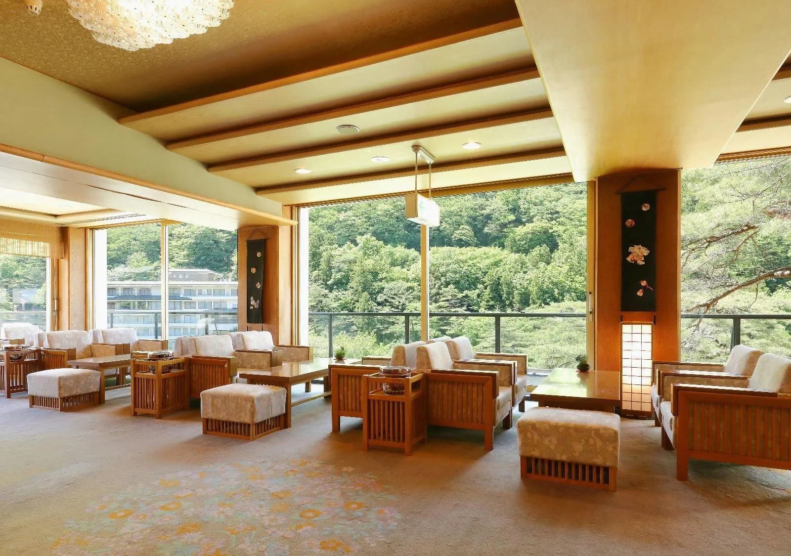 Bright lounge with valley views
