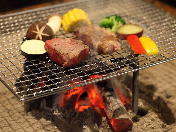 山の宿 新明館 炭火焼き 馬刺し