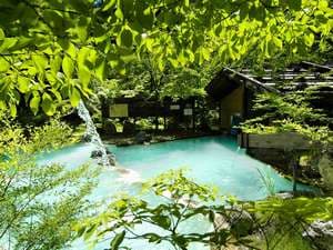 泡の湯旅館 木漏れ日に輝く大野天風呂 (白濁の湯)