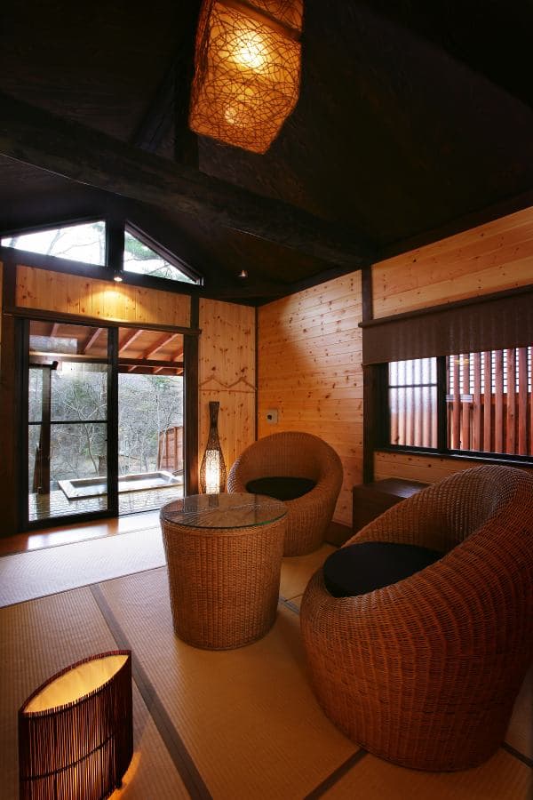 Western-style room interior with twin beds and contemporary design