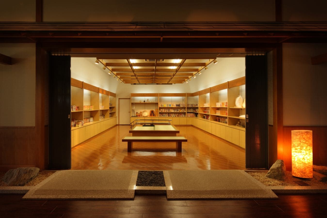 Resort-style relaxation area with modern Japanese touches