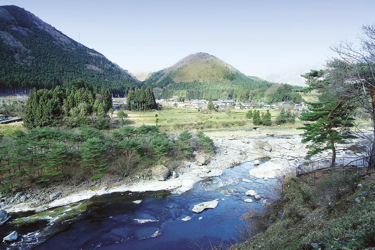 Mountain river gorge beside the ryokan