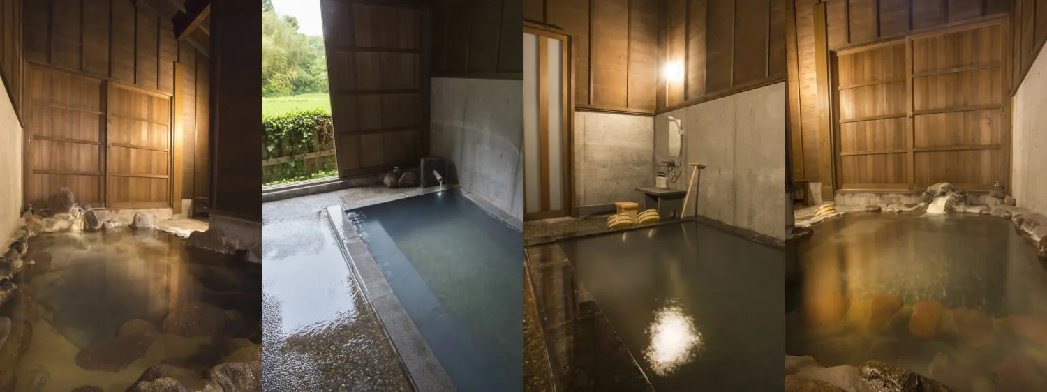 Private family kashikiri bath with stone surround at Ryokan Ichinoi