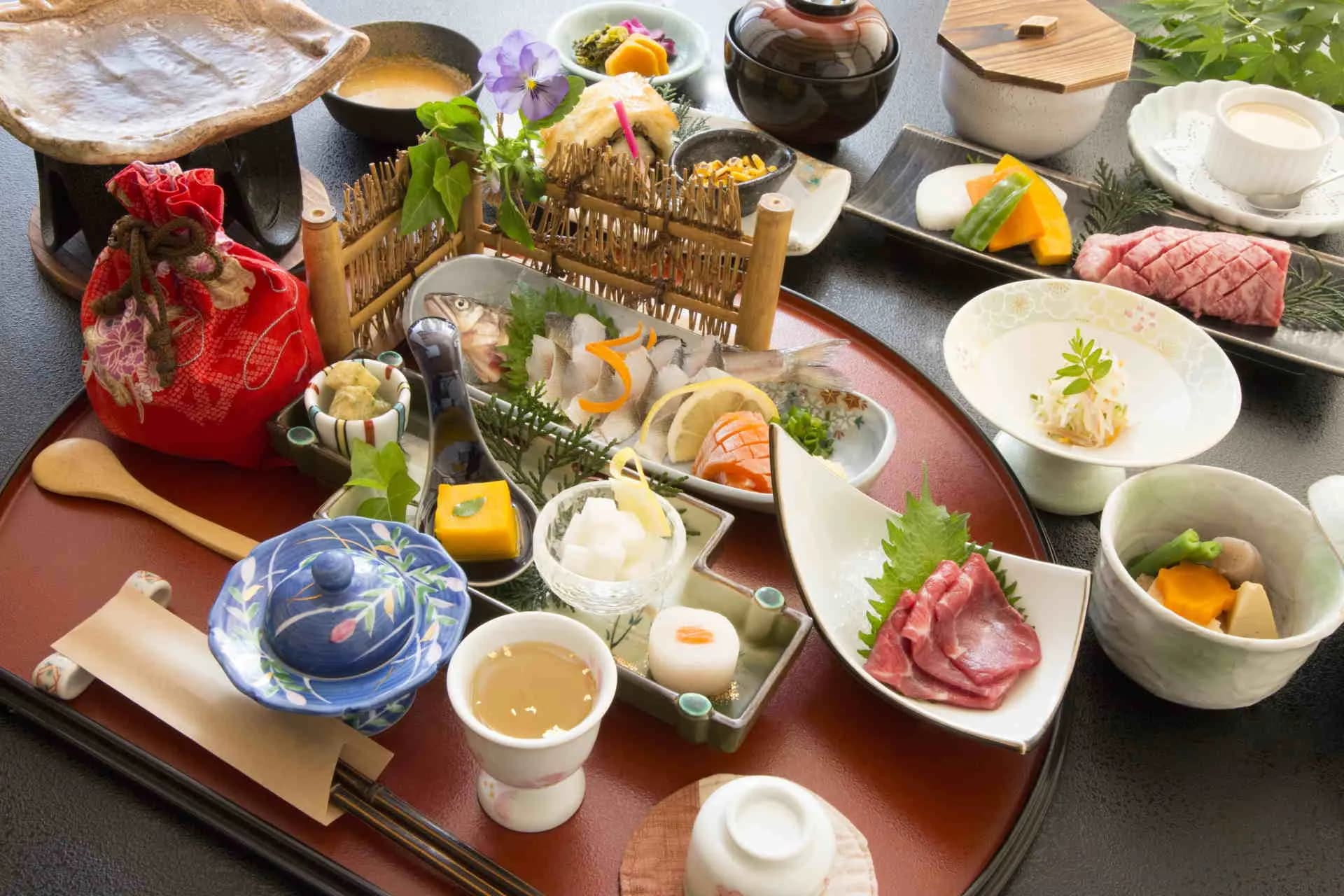 Multi-course creative kaiseki dinner with seasonal Kumamoto ingredients at Ichinoi