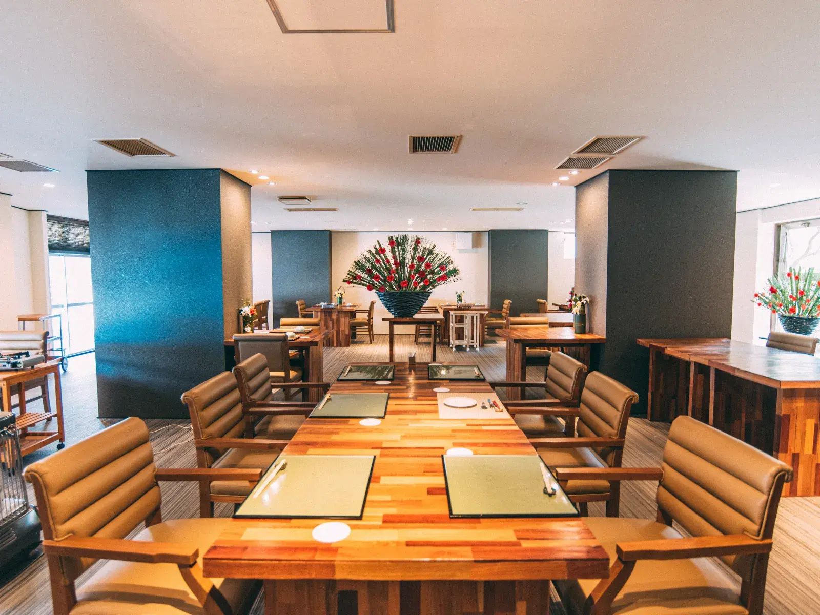 Dining room set for a meal