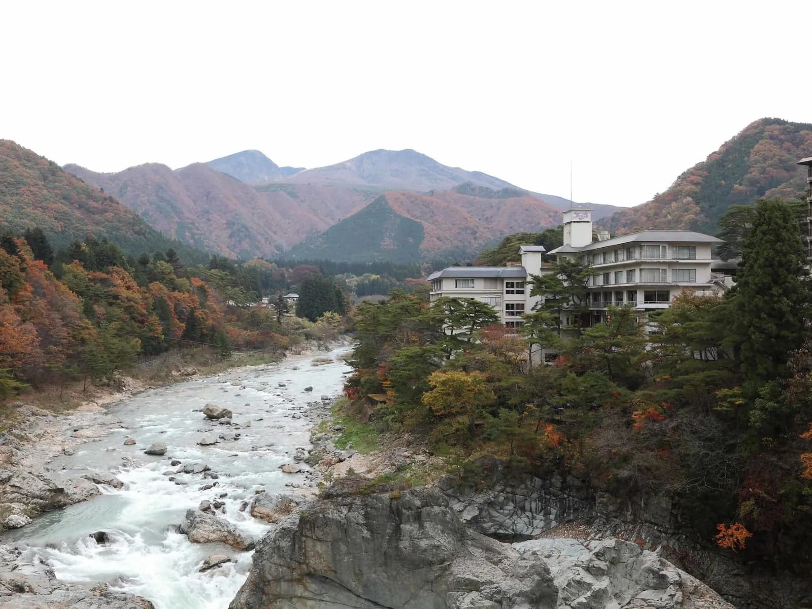 The ryokan overlooking the river gorge