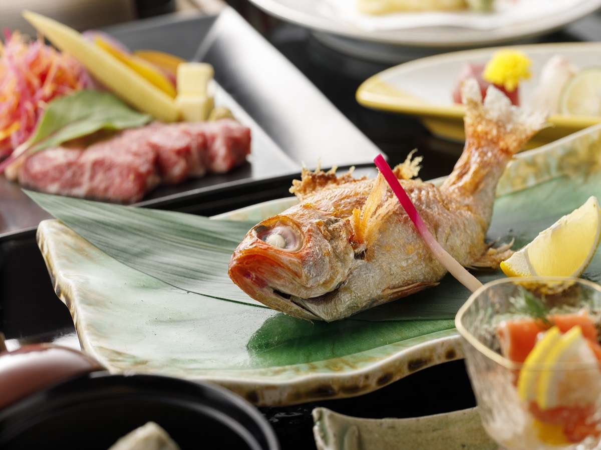 のと楽 のどぐろ塩焼きと能登牛の会席