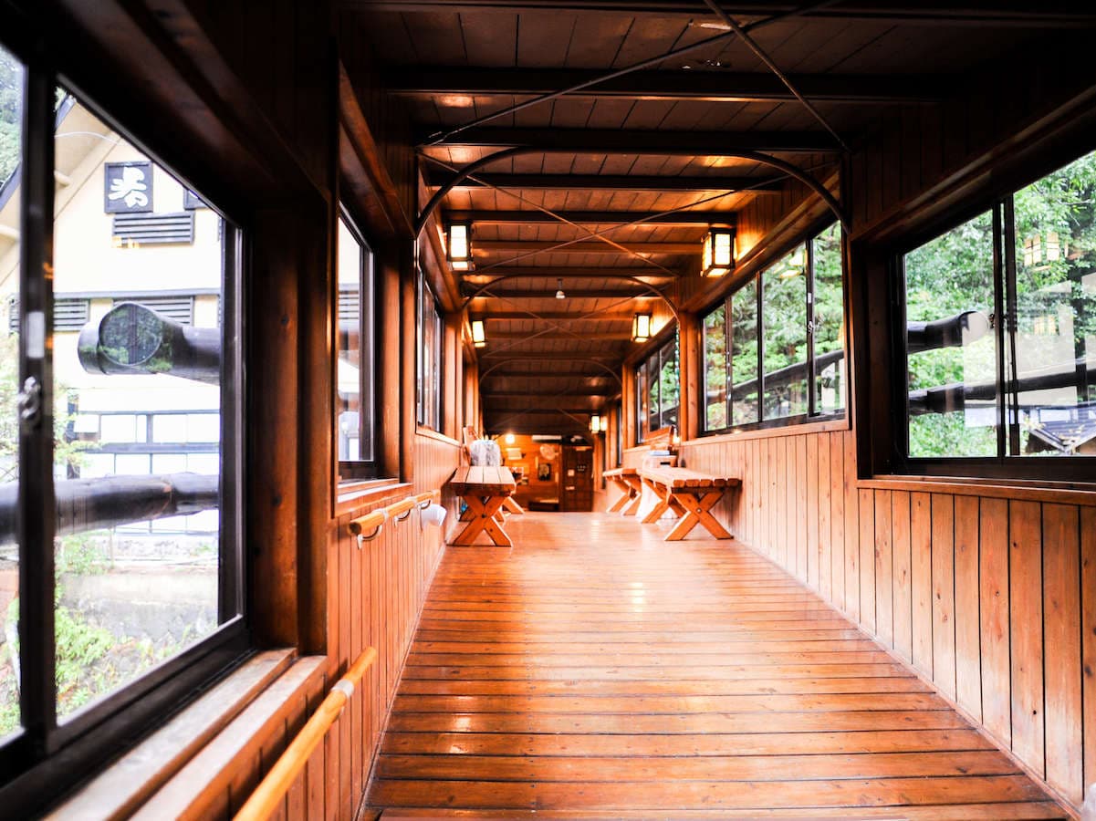 ふもと旅館 太鼓橋 湯小屋への通路