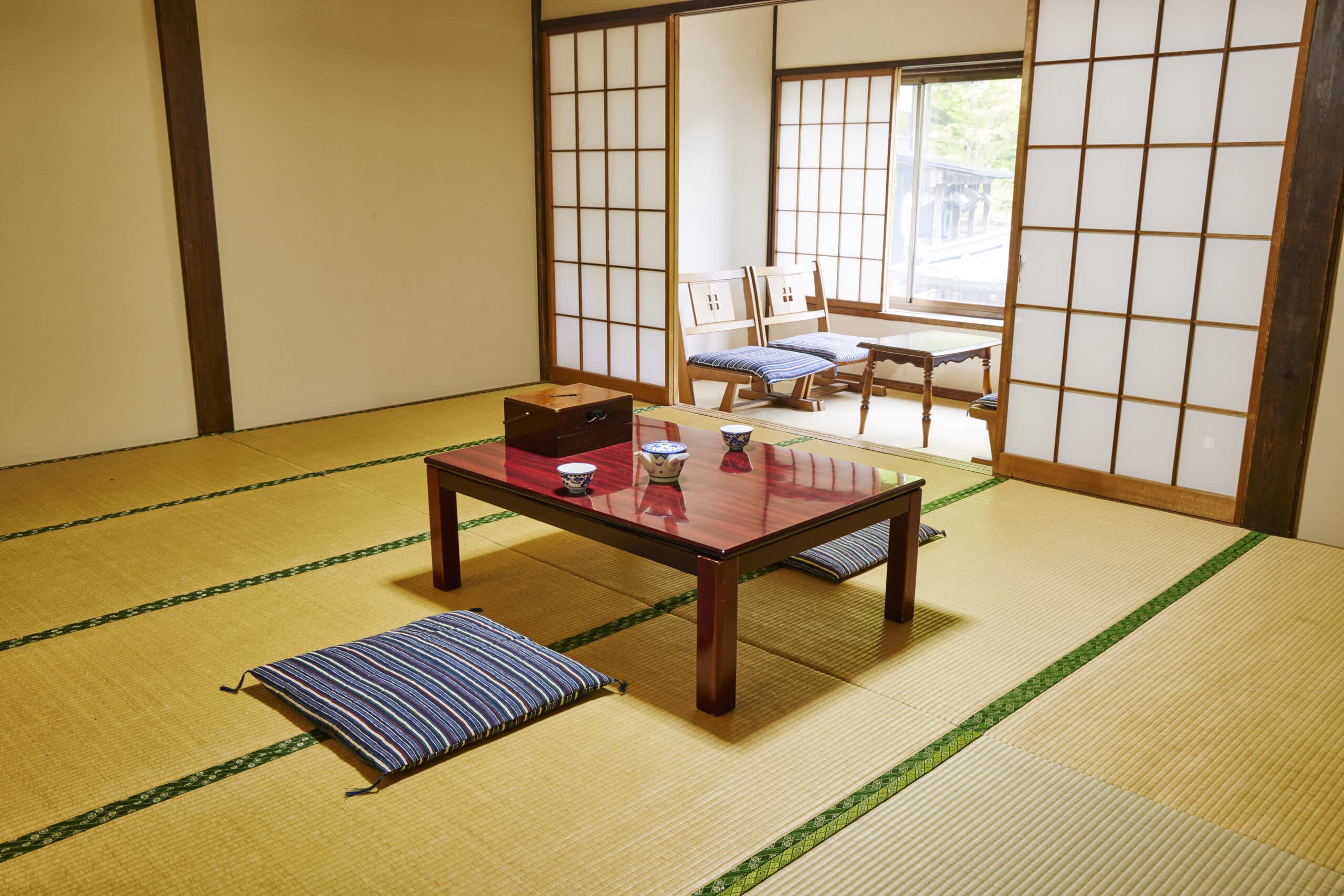 Tatami guest room with shoji-screened windows