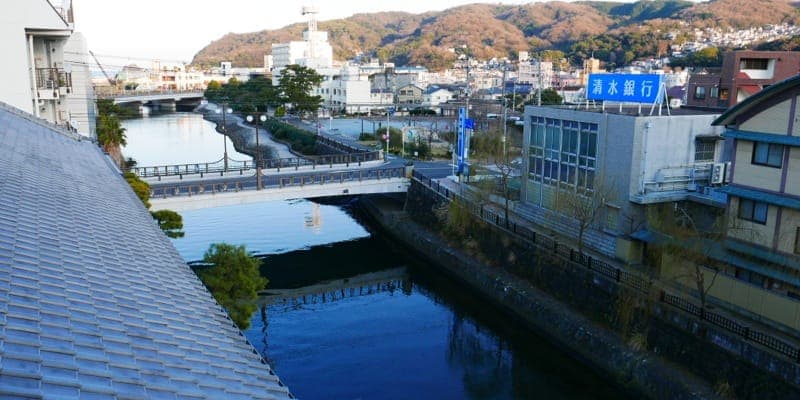 View from K's House Ito Onsen observation room on the 4th floor overlooking Ito city