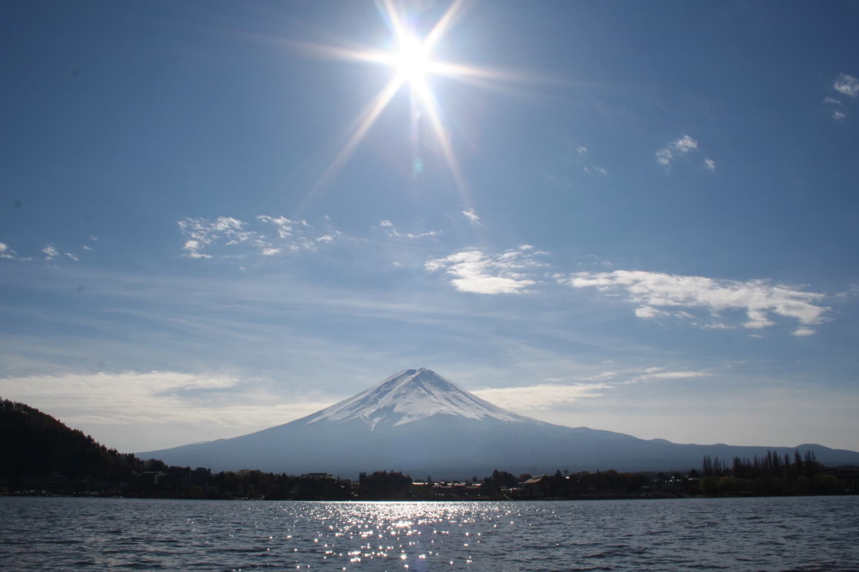 Kozantei Ubuya ryokan on the north shore of Lake Kawaguchi with Mt. Fuji in the background