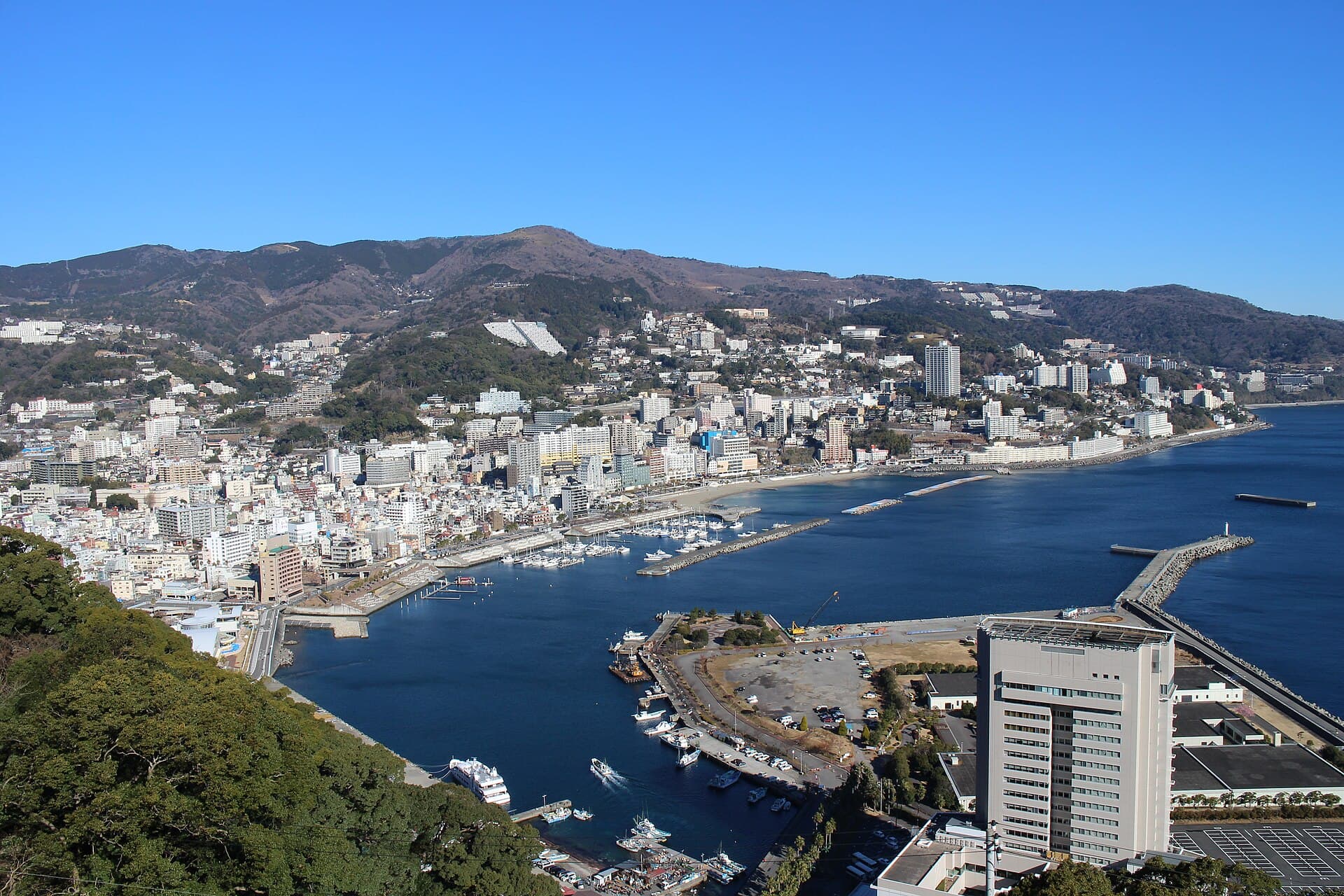 Atami coastline and Sagami Bay seen from the MOA Museum hillside in Shizuoka