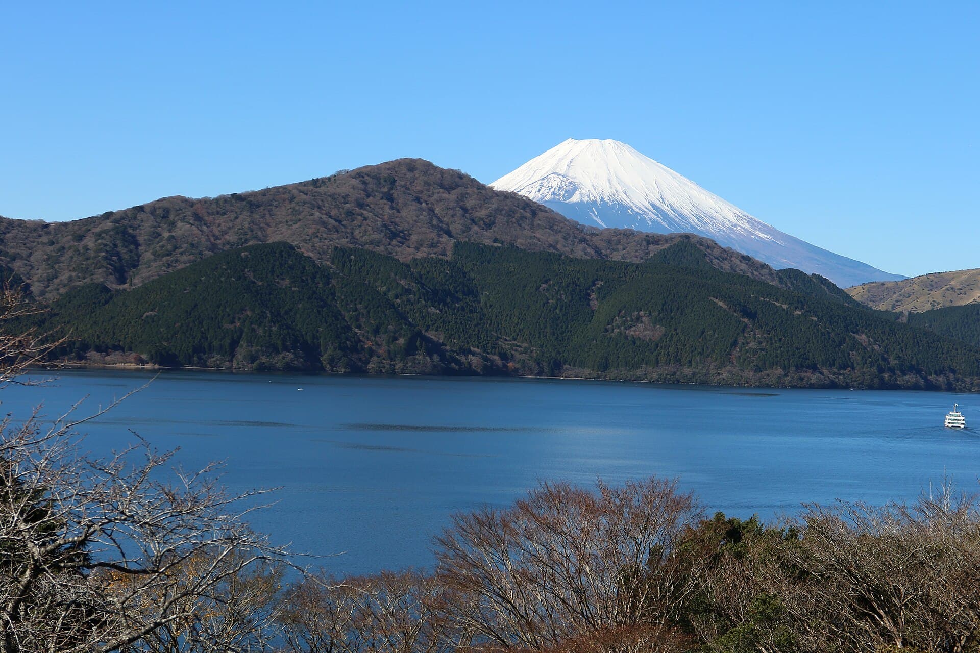 A private open-air onsen on a wooden terrace overlooking a deep, forest-covered ravine at Hakone Ginyu.
